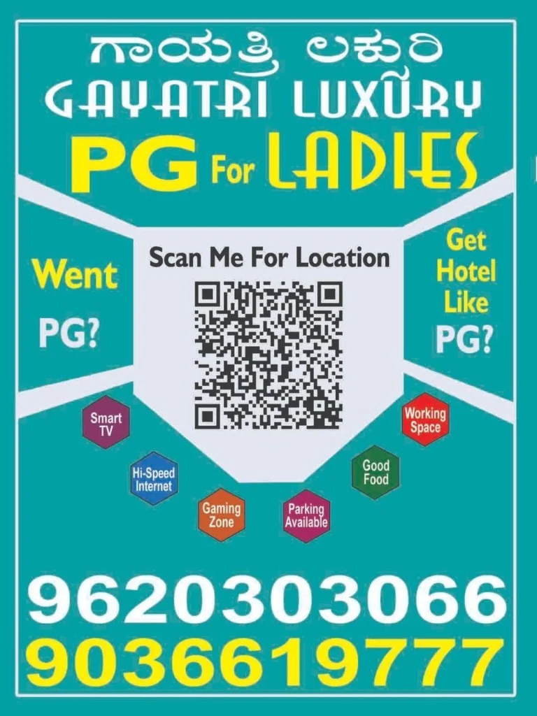 Gayatri Luxury Ladies PG location flyer with QR code